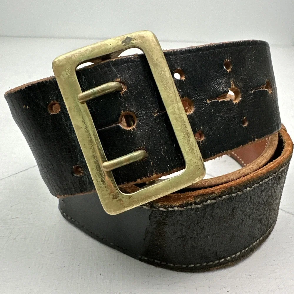 VTG Jay-Pee Sam Browne Duty Belt Size 42 Police Black Leather 2 1/4